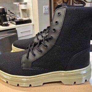 Dr. Martens Combs Boots Black Canvas 30826001 Black / Green Hi Mens Size 11 US